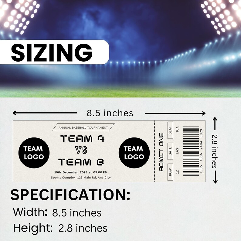 Editable Baseball Ticket Template, Custom Baseball Surprise Ticket Gift ...
