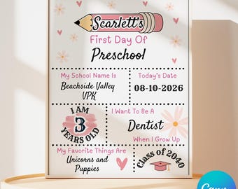 First Day of School Sign Editable Template Back To School Sign Last Day of School Printable Download Preschool Kindergarten First Grade