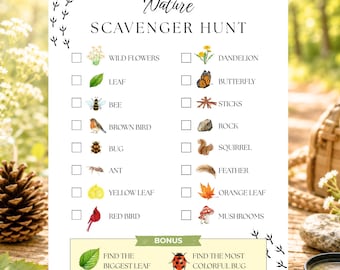 Nature Scavenger Hunt Printable for Kids Fall Scavenger Hunt Outdoor Scavenger Hunt Backyard Fall Activity Autumn Busy Book