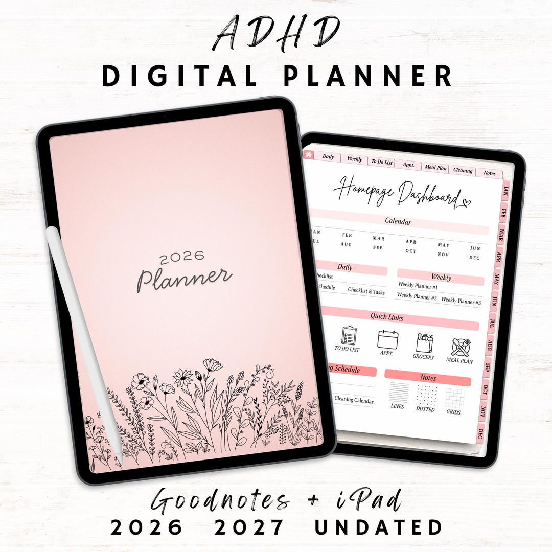 ADHD Digital Planner for Goodnotes and Ipad: Daily Weekly Monthly All ...