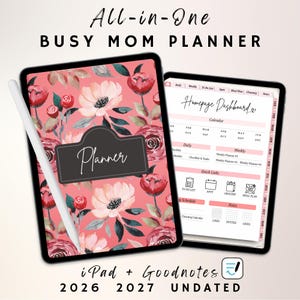 All in One Planner 2026 Digital Planner for Busy Mom: iPad Goodnotes Instant Download Yearly Monthly Week Hyperlinked Digital Life Planner