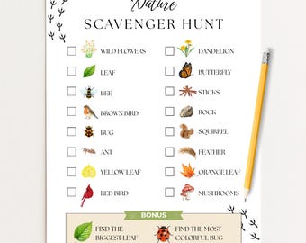 Nature Scavenger Hunt Printable for Kids Fall Scavenger Hunt Outdoor Scavenger Hunt Backyard Fall Activity Autumn Busy Book