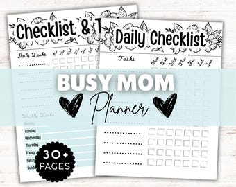 Printable Planner for Busy Mom Editable Canva Template Line Art Instant Digital Download Cleaning Schedule Home Management Binder