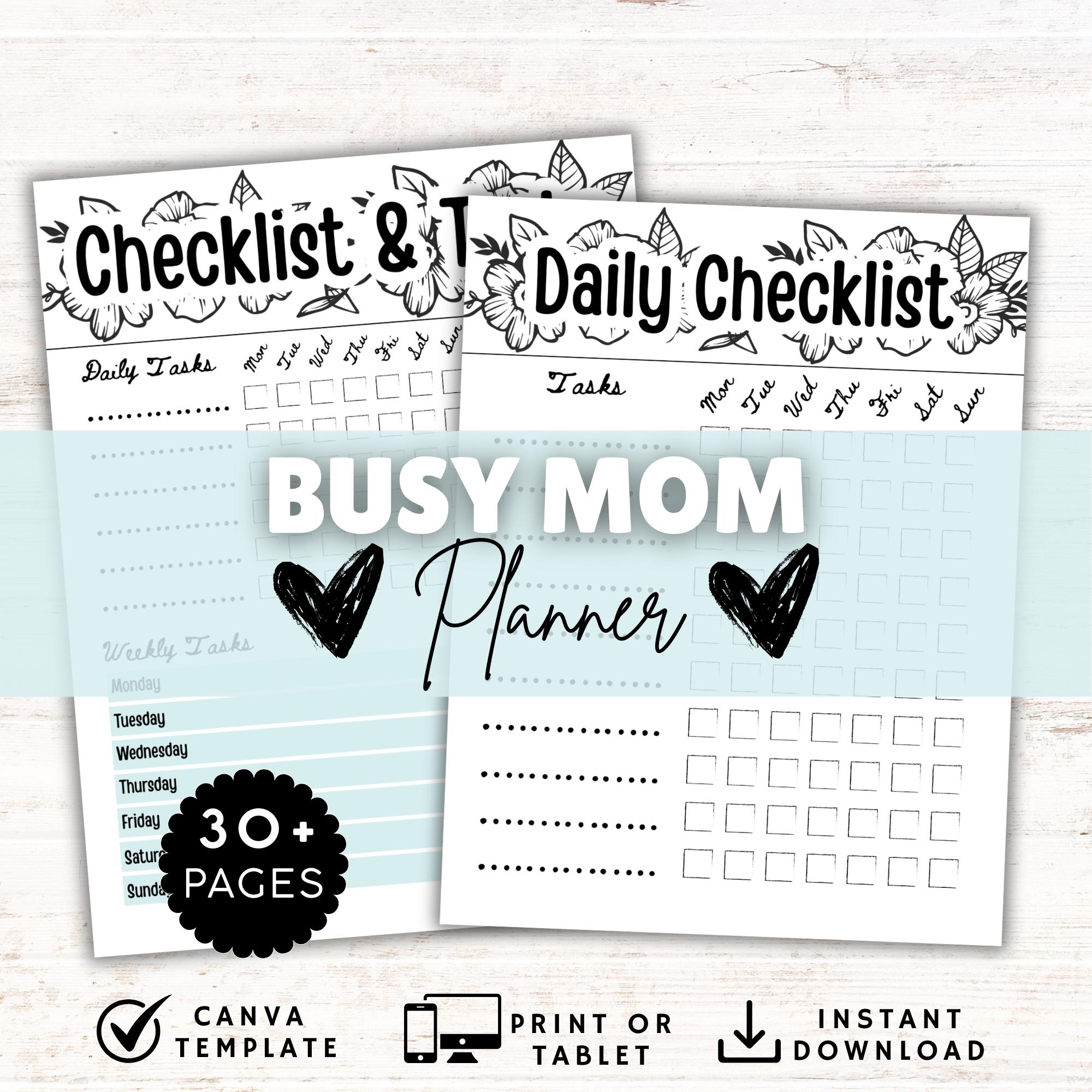 Printable Planner for Busy Mom Editable Canva Template Line Art Instant ...