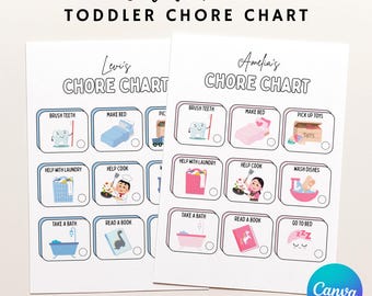 Editable Visual Chore Chart for Toddlers Chore Chart for Multiple Kids Cleaning Checklist Daily Weekly Kids Picture Chore Chart Printable
