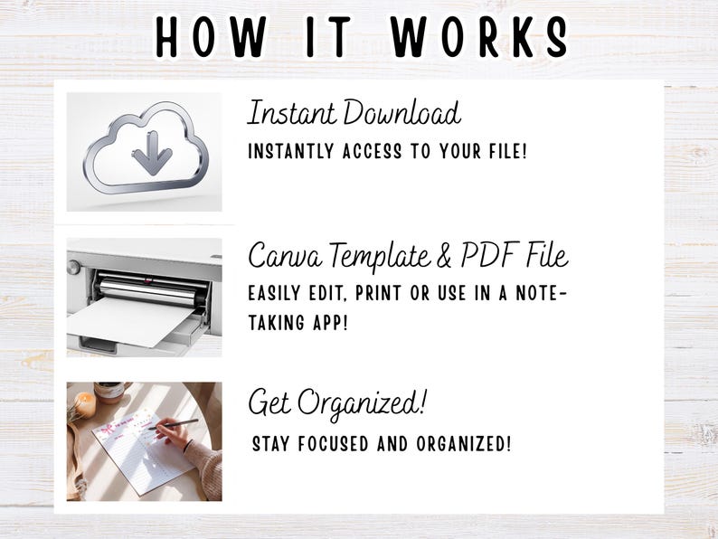 Editable 2-page homework assignment tracker Canva template, US Letter 8.5x11, cute white flower design, editable text page plus blank print-ready page, perfect for tweens, teens, high school and college students, digital download