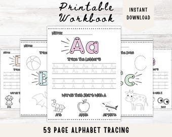 Alphabet Tracing Workbook: ABC Handwriting, Preschool Activity (Digital Download)