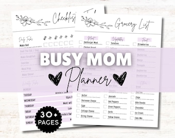 Afdrukbare planner voor drukke moeder bewerkbare canva-sjabloon minimalistisch bloemontwerp met lavendel Instant digitale download schoonmaakschema