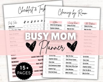 Afdrukbare planner voor drukke moeder bewerkbare canva-sjabloon minimalistisch ontwerp direct digitale download schoonmaakschema