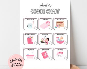 Bewerkbare tabel met visuele taken voor peuters Kinderen Checklist schoonmaak Dagelijks per week Afbeelding met taken voor kinderen Afdrukbaar