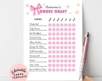 Bewerkbaar wekelijks takenschema voor kinderen (pre-tieners, tweens en tieners) Verantwoordelijkheidsschema Checklist dagelijks huishoudelijk werk Afdrukbaar schema