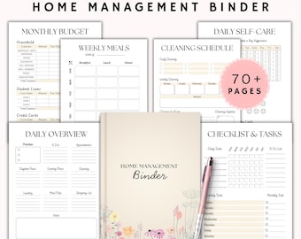 Printable Home Management Binder: All in One Planner Daily Weekly Monthly Yearly Life Binder Home Maintenance Checklist