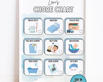 Takenschema voor peuters: bewerkbare canva-sjabloon Afdrukbare visuele afbeelding routineschema direct digitale download