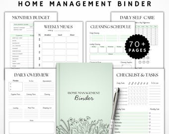 Printable Home Management Binder: All in One Planner Daily Weekly Monthly Yearly Life Binder Busy Mom Planner Home Maintenance Checklist