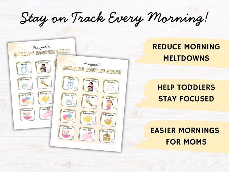 Editable Morning Routine Chart Toddler Visual Chore Chart Printable for ...