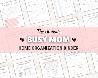 Afdrukbare drukke moederplanner: dagelijks Wekelijks Maandelijks Jaarlijks Thuisbeheer Bindmiddel Gezinsbudget, maaltijdplanning, schoolorganisator, karweigrafieken