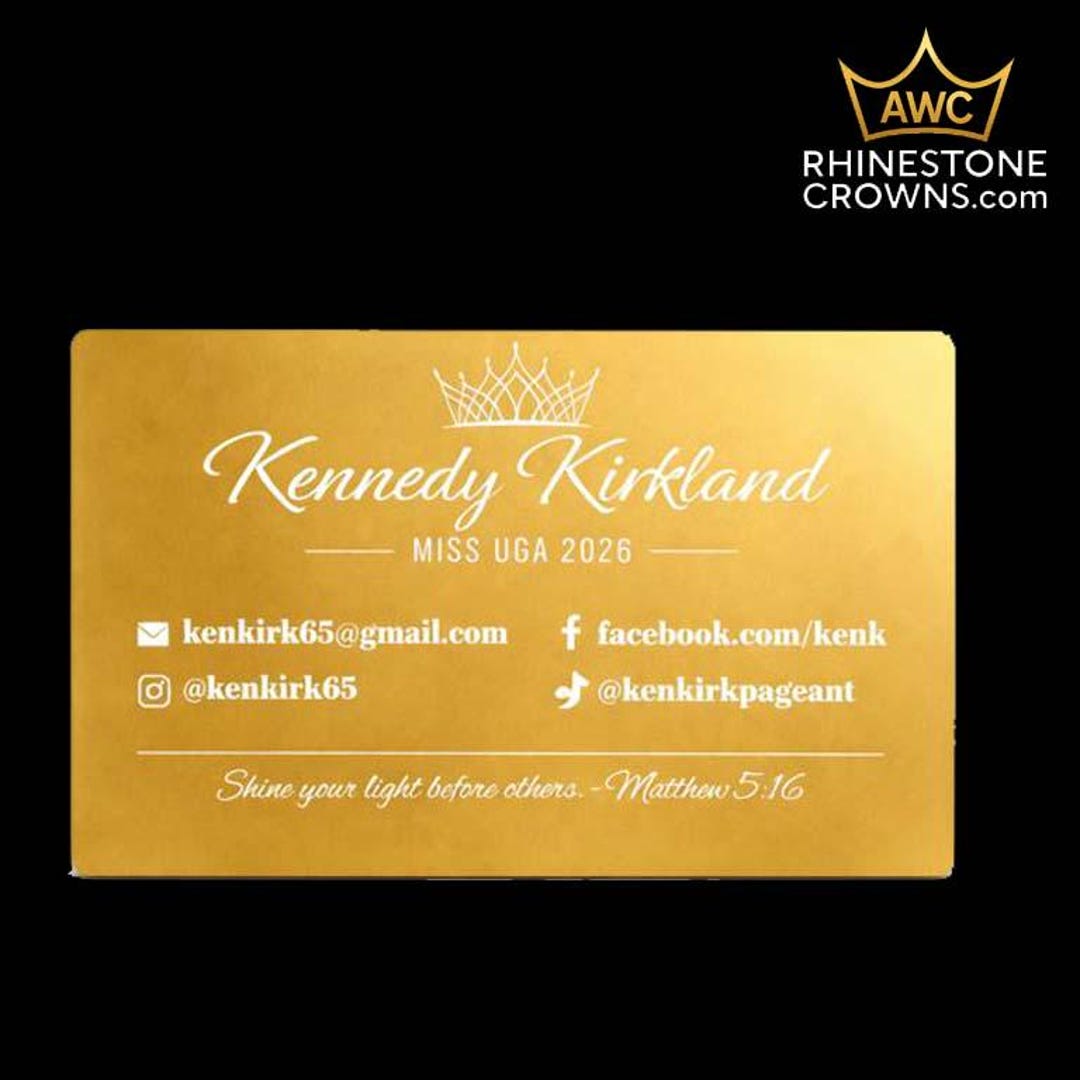 Metal Engraved Pageant Winner/director Business Cards-set of 10 - Etsy
