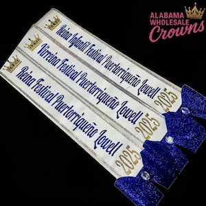 Custom Rhinestone Glitter Sash – Personalized for Pageant, Birthday, Bridal Party Accessory