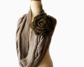 Knit Cowl Pattern Cabled Infinity Circle Scarf Knitting Pattern, 218