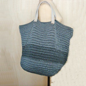 Large Tote Bag Crochet Pattern Oversized Bag Pattern with Leather Handles Tutorial