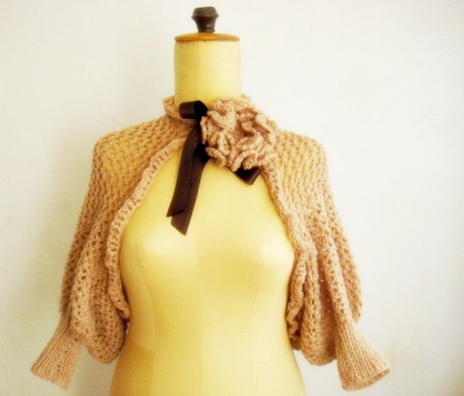 Lace Shrug Knitting Pattern Knit Bolero With Flower Pin Brooch Etsy