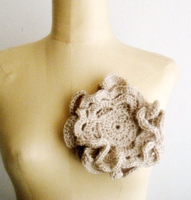Crochet PATTERN Large Flower Brooch Romantic Floral Pin Crochet Flower Corsage Pattern, 7 image 1