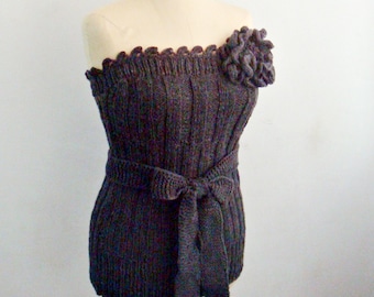 Knitting and Crocheting PATTERN Knit Bustier, Corset Top Pattern, Crochet Flower Brooch Pattern, 18