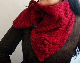 PATTERN Buttoned Up Cowl Crochet Neckwarmer Scarf Crocheting Pattern, 43