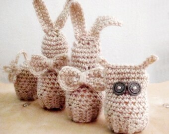 Easter Amigurumi Crochet PATTERN Bunny Owl Egg Covers Set Cozy Easter Home Decor Egg Cover Crochet Pattern, 6