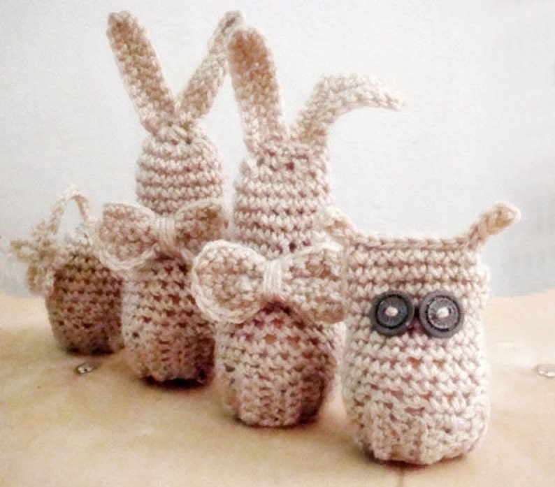 Easter Amigurumi Crochet PATTERN Bunny Owl Egg Covers Set Cozy Easter Home Decor Egg Cover Crochet Pattern, 6 image 1