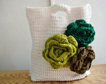 Crochet PATTERN Storage Bag, Crochet Tote Pattern, Diaper Bag Pattern, Flower Purse Crochet Pattern, 239