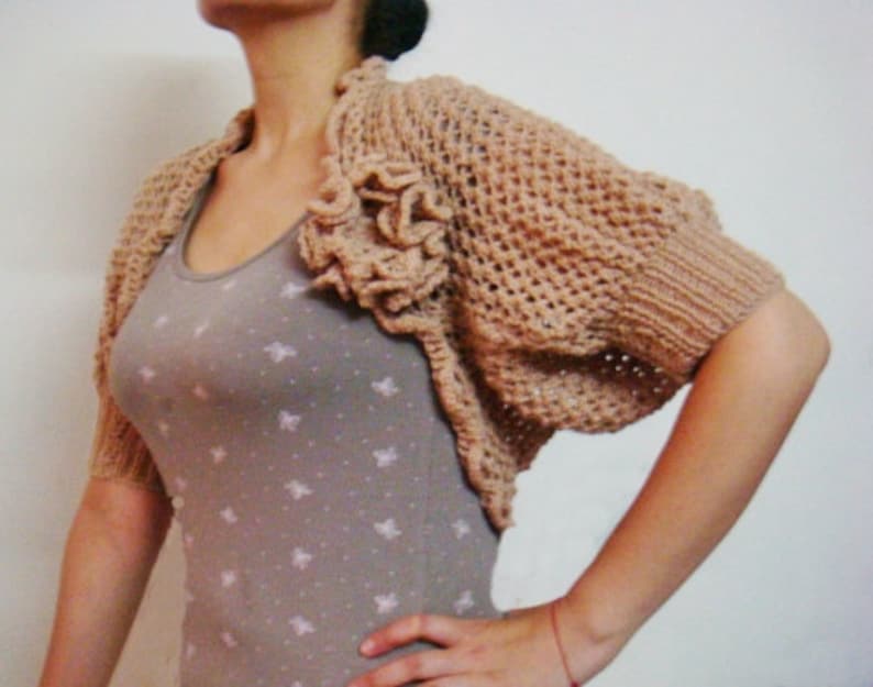 Lace Shrug Knitting Pattern Knit Bolero With Flower Pin Brooch Etsy