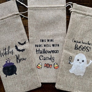 Halloween wine bags, funny sayings wine gifts