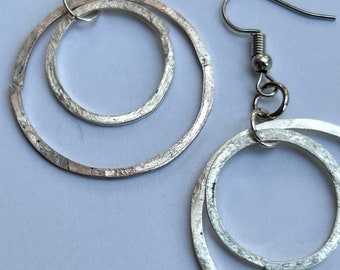 Gold and silver hammered hoop earrings