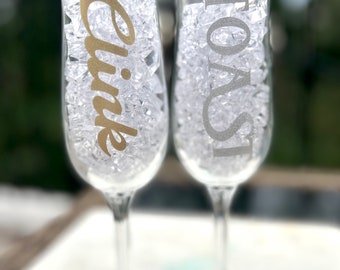 Glass Clings for New Years Eve   - Clingy Thingies -  reusable drink markers - Clink, Pop, Fizz