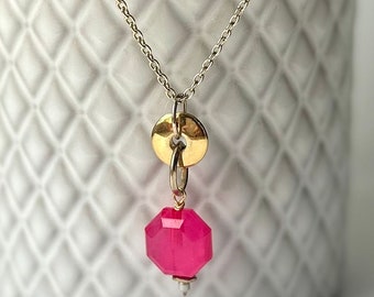 Pink and gold necklace OOAK