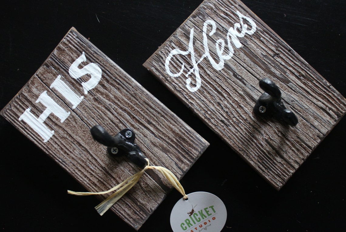 Rustic Towel Hooks His & Hers Reclaimed Barn Wood Etsy