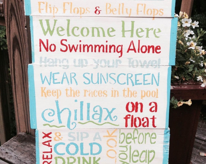 Pool Rules Sign Outdoor Wooden Pool Sign Etsy