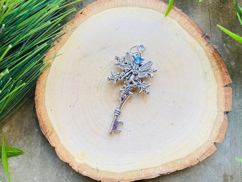 Snow Fairy Skeleton Key Necklace  Winter Fantasy / Fantasy image 1