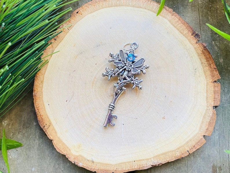 Snow Fairy Skeleton Key Necklace  Winter Fantasy / Fantasy image 1