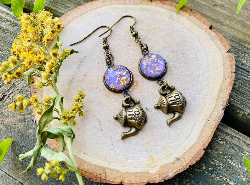Teapot Cottagecore Bronze Earring Set
