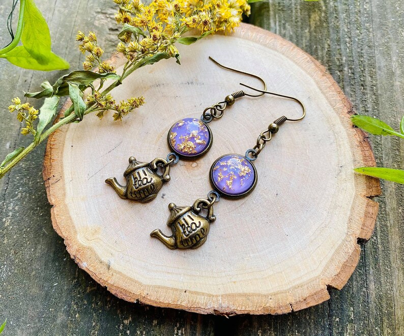 Teapot Cottagecore Bronze Earring Set