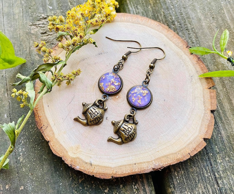 Teapot Cottagecore Bronze Earring Set