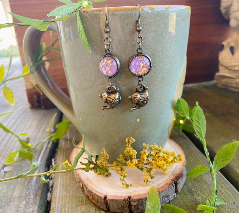 Teapot Cottagecore Bronze Earring Set