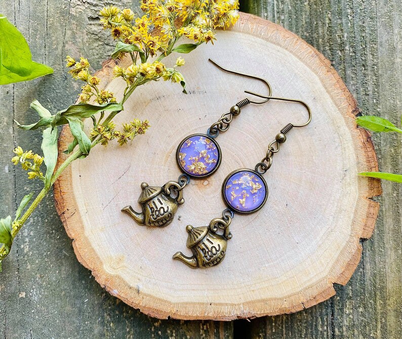 Teapot Cottagecore Bronze Earring Set