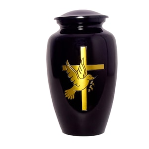 Cross & Dove Cremation Urn for Human Ashes – Adult Memorial Urn for Men or Women – Unique Religious Funeral Urn with Cross Symbol – Large
