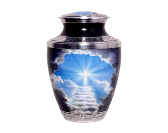 Stairway to Heaven crematie-urn voor menselijke as, urnen voor as begrafenis-, herdenkings- en begrafenisurnen voor volwassen mannen en vrouwen, voor 220 pond