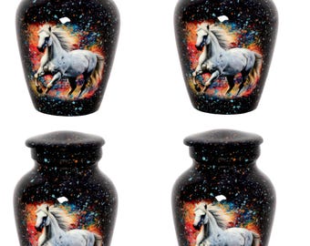 White Horse-urnen voor crematie aandenken - set van 4 - urnen voor het delen van herdenkingsmunten