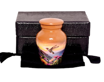 Hummingbird-aandenken-urn: oranje crematie-urn met elegant ontwerp
