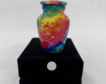 Rainbow Tie Dye Keepsake-urn: kleine herdenkingsurn met fluwelen zakje